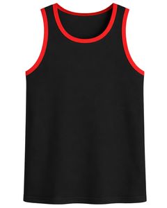 Custom <b>Men</b> Sleeveless <b>Tank</b> <b>Top</b> Athletic Gym Wear Casual Muscle Vest <b>Black</b> With Red Trim Color Custom Manufacturer Wholesale OEM - Product Image 1