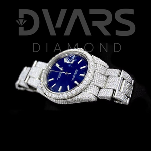 Montre de luxe en diamant moissanite glacé pour homme, entièrement pavée de diamants moissanite VVS, style hip-hop, or blanc, cadran en verre analogique - Product Image 3