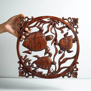 Diseño personalizado tallado en madera precio más bajo hecho a mano de madera colgante piezas redondas para espacios habitables - Product Image 5