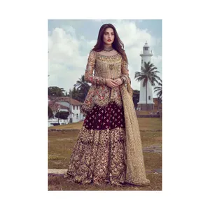 最新のパキスタンのウェディングドレス刺Embroidery服インドのドレス白いカミーズホットコレクションパーティーウェアシャルワールカミーズ2024
