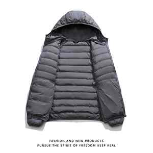 Chaqueta larga acolchada de algodón para hombre, cuello levantado con capucha, logotipo frontal, impermeable, a prueba de viento, informal, de invierno - Product Image 2