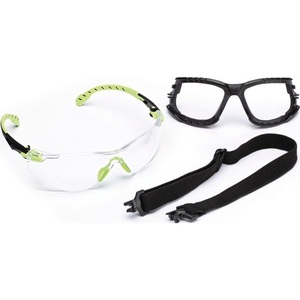 Solus 1000 Safety <b>Glasses</b> Set with Green Temples and Clear 3M <b>Polycarbonate</b> Lens EN 166/170/172 Certified - Product Image 1
