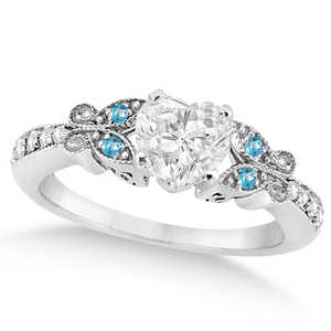 Ensemble de mariée en or plaqué 14 carats avec diamant en forme de cœur et topaze bleue 0,71 ct pour les fêtes et les cadeaux - Product Image 2