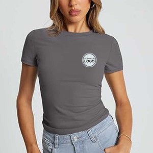Camisetas de Cuello Redondo para Mujer, 50% Poliéster, 25% Algodón Peinado Hilado en Anillo, 25% Fibra de Bambú, Ecológicas y Comprimidas - Product Image 2