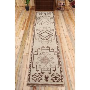 Vintage Turkish Rug 2.5x11.7 ft (76x356 cm), Herki <b>Brown</b> <b>Wool</b> Rug - Product Image 1