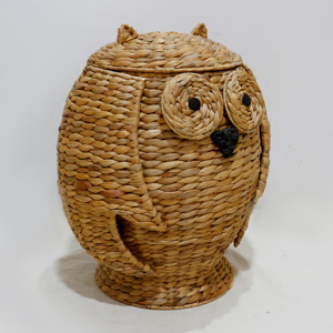 Cesta de Almacenamiento Tejida Ecológica de Jacinto de Agua, Diseño de Búho Adorable para Organización y Decoración Artística - Product Image 5
