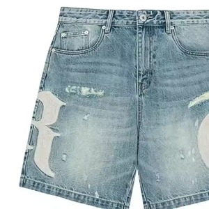 Pantalones cortos de mezclilla rectos con estampado personalizado de alta calidad, novedad de 2025 - Product Image 2