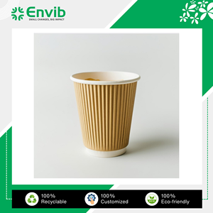 El diseño más único Premium Look ITC Cupstock Vasos de papel de pared ondulado de 5oz disponibles en color blanco Kraft a precio mayorista - Product Image 2