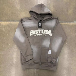 OEM Washed Hoodie Tie Dye 3d Print Acid Wash Hoodie Sweats à capuche zippés surdimensionnés en coton éponge français lourd pour hommes - Product Image 1