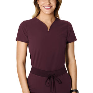 Tenues d'infirmière personnalisées avec logo pour femmes, col en V incurvé, taille XL, ensembles d'uniformes d'infirmière, fabrication directe, spandex chirurgical - Product Image 2