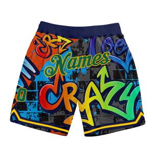 Industrie Direct Engro Sportswear Short de basket-ball confortable à motif de graffitis personnalisé vert Kelly-or 3D géométrique authentique - Product Image 1