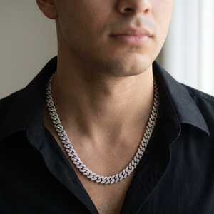 สร้อยคอแบบ Cuban Link ประดับเพชรโมอิสซาไนต์สี D ขนาด 11 มม. พร้อมสายเงินแท้ 925 - Product Image 3