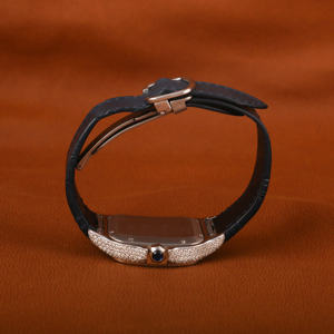 Montre en diamant de luxe avec ceinture en cuir bleu Moissanite ronde coupe demi glacé classique Date romaine Caractéristiques cadran carré de 41mm - Product Image 6