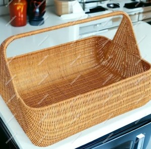 Rotin véritable naturel tricoté à la main, panier de rangement simple et naturel pour les nécessités quotidiennes avec poignées paniers-cadeaux en osier - Product Image 1