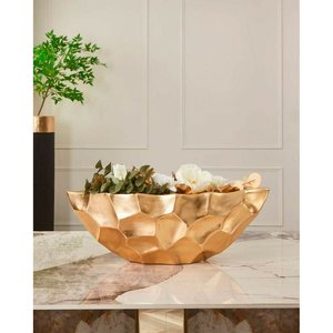 Vase de table moderne à la feuille d'or bol décoratif en couleur or vase à fleurs artisanal décor à la maison en gros du Vietnam - Product Image 5