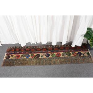 Classic Beige 1.4 X 4.8ft Handmade Wool Fur Turkish <b>Rug</b> Rectangular Patchwork Design for Living Room <b>Bedroom</b> Hallway Latex - Product Image 1