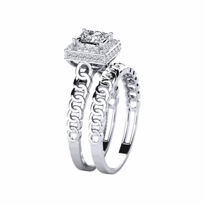 แหวนชุดเจ้าสาวสำหรับผู้หญิงทรงเจ้าหญิงตัดแบบซ่อนรัศมี - Product Image 2