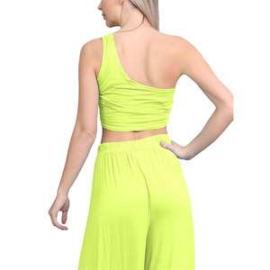 Soutien-gorge de sport à une épaule sexy pour femmes haut de yoga respirant à séchage rapide avec cou suspendu décontracté techniques lavées respectueuses de la peau - Product Image 3