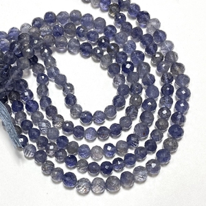 Cuentas de piedras preciosas de forma redonda facetadas de iolita Natural de 5-6,5 MM al por mayor Color azul para la fabricación de joyas - Product Image 5