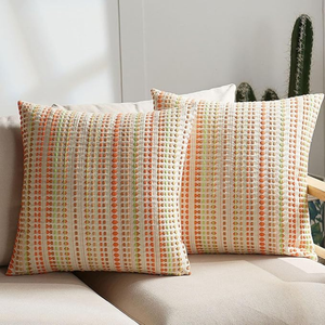 18x18 Inch Handmade Polyester <b>Throw</b> <b>Pillow</b> Cover - Red Houndstooth Embroidered Pattern with Zipper Closure - Product Image 3