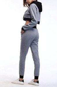 Survêtement deux pièces grande taille pour femmes survêtement court respirant 100% coton polaire Yoga porter pour la saison d'hiver - Product Image 4