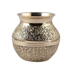 Pot de Pooja en laiton de qualité supérieure, récipient rituel hindou traditionnel, décoration de temple et de maison, cérémonies spirituelles, finition polie durable, art - Product Image 1