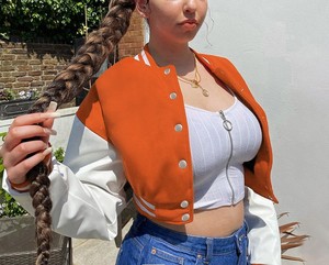 OEM Custom Logo Streetwear Outdoor <b>Women</b> Varsity <b>Jackets</b> Baseball Crop <b>Jackets</b> Customized <b>Women's</b> Varsity <b>Jacket</b> for Your Brand - Product Image 2
