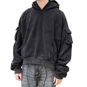 Jersey de lana Vintage de peso pesado para hombre, de alta calidad Sudadera con capucha, algodón francés desgastado, bordado con ácido, Invierno - Product Image 1