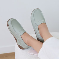 Chaussures plates à plateforme en cuir et denim pour femmes [JSHOE], semelle épaisse, décontractées, légères, confortables, design coréen