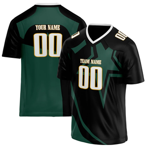 Vente en gros de maillot de football personnalisé imprimé par transfert de chaleur 100% polyester tissu extensible couleurs personnalisées logo col en V manches courtes - Product Image 1