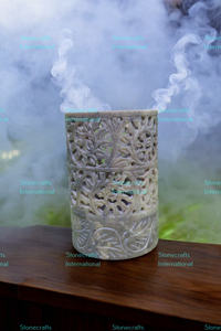 Stonecrafts International Ensemble de brûleurs à huile en marbre de luxe avec accents en laiton pour encens traditionnel du Moyen-Orient parfum d'intérieur - Product Image 5