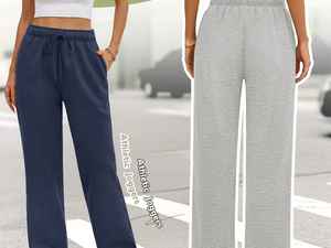 กางเกงสเวตเตอร์ผ้าคอตตอน100% ของผู้หญิง2025กางเกงขากว้างระบายอากาศได้ดีสำหรับฤดูหนาวสไตล์หน้าเรียบ - Product Image 5