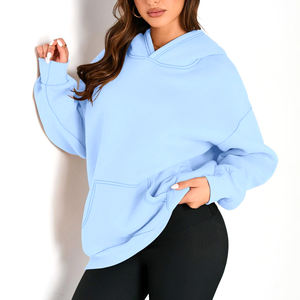 Sudadera con capucha de media cremallera de gran tamaño personalizada para mujer, sudadera informal para mujer, sudaderas con cremallera de peso pesado, fabricante - Product Image 1