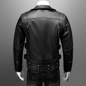 Chaqueta de cuero negro de otoño para hombre estilo Punk de talla grande 6XL piel de vaca Natural Slim Fit motocicleta abrigo de cuero genuino - Product Image 3