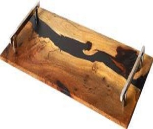 Meilleur plateau de service et plateau décoratif avec résine époxy pour fête de mariage et plateau de service en résine pour sous-verre et poignée en laiton - Product Image 4
