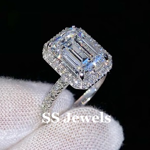 แหวนเพชรโมอิสทรงกลมสำหรับผู้หญิงของขวัญแต่งงานจาก1.50Ct ได้รับการรับรองจาก VVS มรกตและแหวนครบรอบ - Product Image 6