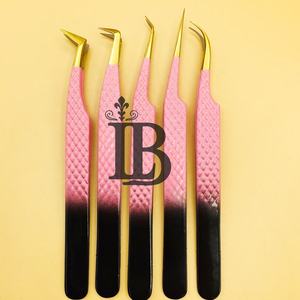 Pinzas Curvas de Primera Calidad para Extensión de Pestañas, Pinzas Profesionales con Punta Dorada, Pinzas para Pestañas MINK MOQ - Product Image 1