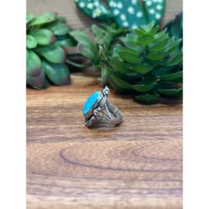 Anillo de Plata de Ley y Turquesa Navajo Kingman, Joyería Coleccionable Cultural, Talla 7 - Product Image 3