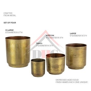 Ensemble de pots à fleurs en laiton de luxe, pots décoratifs ronds dorés, pots à fleurs d'intérieur et d'extérieur, jardinière cylindrique en fer de luxe - Product Image 4