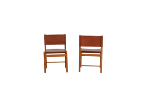 Silla de cuero de lujo con marco de madera maciza de teca Confort y estilo atemporal - Product Image 4