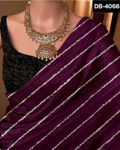 Sari de Georgette étnico indio para mujer, bordado pesado y trabajo de secuencia para bodas y festivales de fiesta - Product Image 6