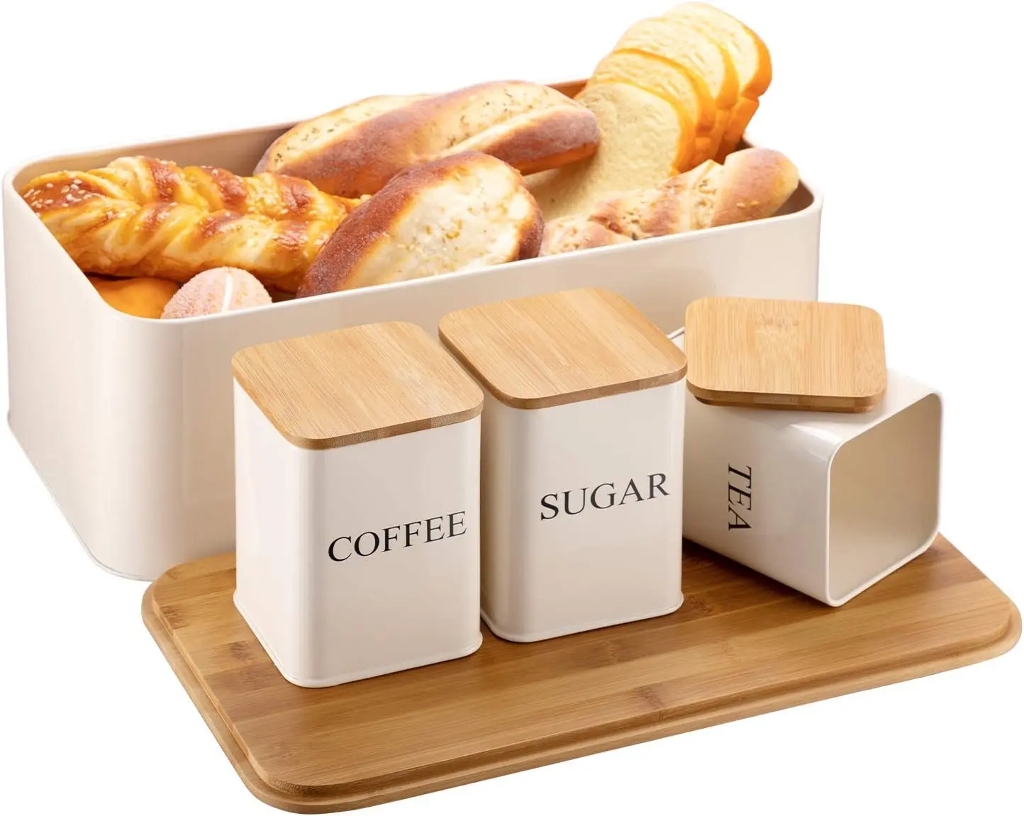 Large-Capacity Bread Box storage boxes bamboo lids ,Iron Storage Container, bread box container for kitchen countertop storage