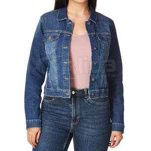 Nouveautés Vestes en jean Veste en jean décontractée de couleur unie Vestes en jean à boutons couverts pour femmes - Product Image 1