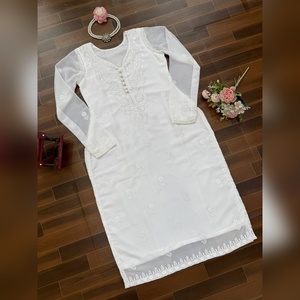 Exclusive designer foux georgette <b>kurti</b> with intricate thread work and micro cotton lining for premium ethnic style - Product Image 5