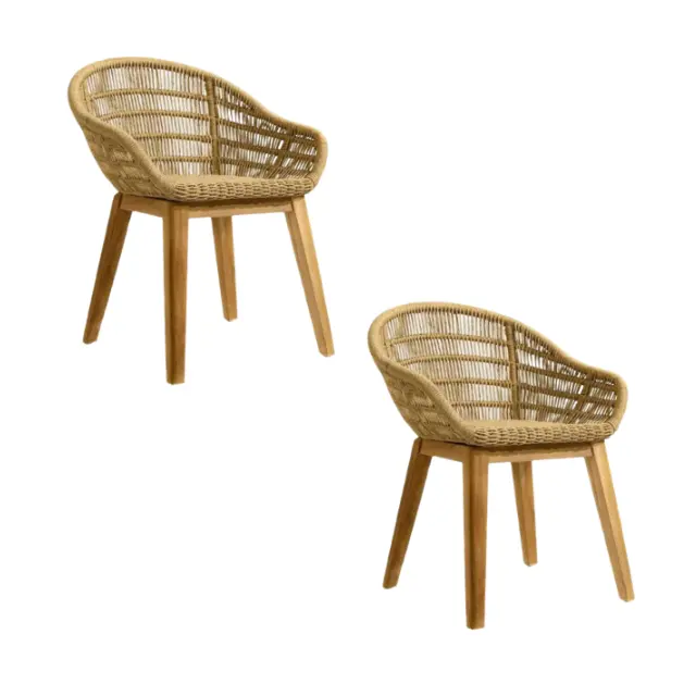 Hochwertige natürliche Rattan möbel Holz basis Nordic Rattan Stuhl Antiker Freizeit stuhl für Hotel und Restaurant