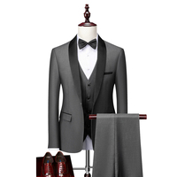 Costume de smoking trois pièces pour homme, coupe ajustée, grandes tailles, nouveauté, veste à simple boutonnage, blazer pour mariage, pantalon court, vente chaude