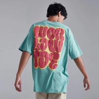 T-shirt unisexe surdimensionné en tissu jersey avec impression sérigraphique en relief par transfert thermique, logo 3D personnalisé, manches courtes, vente en gros