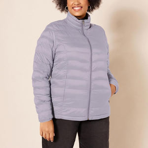 Chaqueta Acolchada Ligera para Mujer, Cuello Alto, Abrigo de Invierno Cálido, Chaqueta Acolchada Lavanda Elegante con Cremallera Completa - Product Image 2