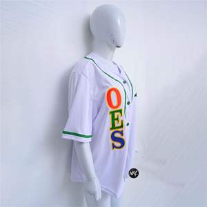 OES-Chemise en jersey vintage personnalisée avec broderie personnalisée, uniforme pour jeunes, vêtement de sport boutonné, maillot de baseball - Product Image 3