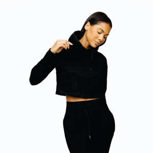 Couleur noire unie Meilleure vente Meilleur prix Femmes Crop Top Hoodies Léger Personnalisé Femmes Crop Top Hoodies - Product Image 3